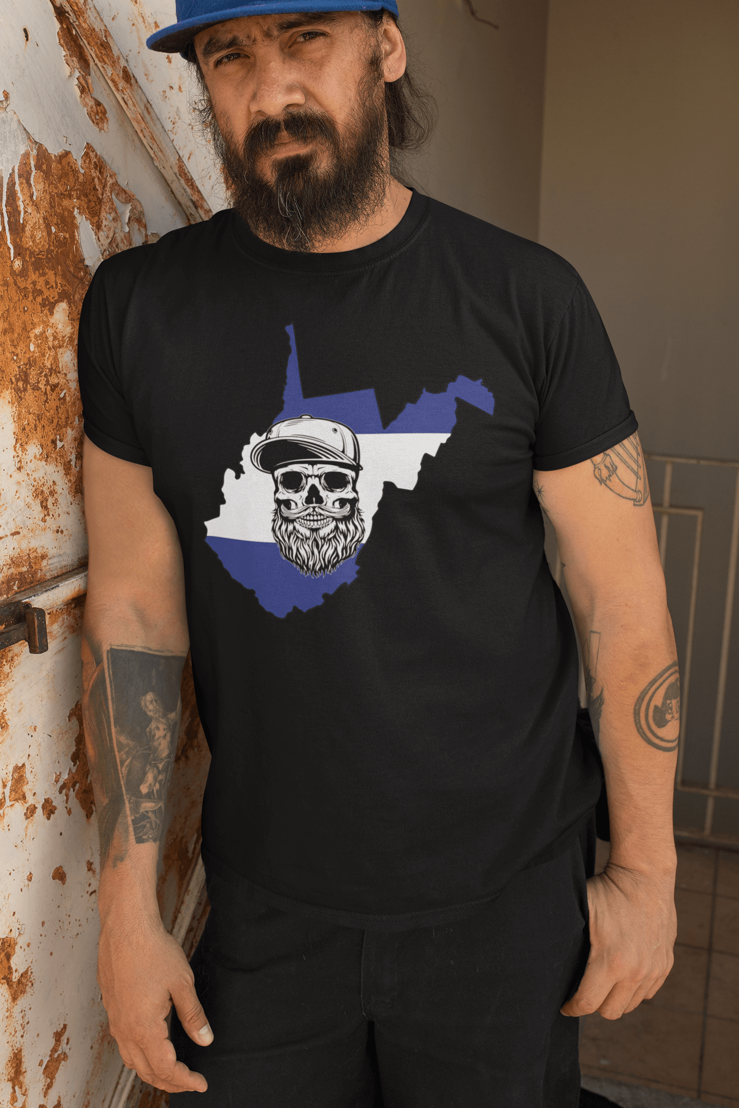 West Virginia Bearded Skull Tee: Mountain Pride Meets Bearded Power